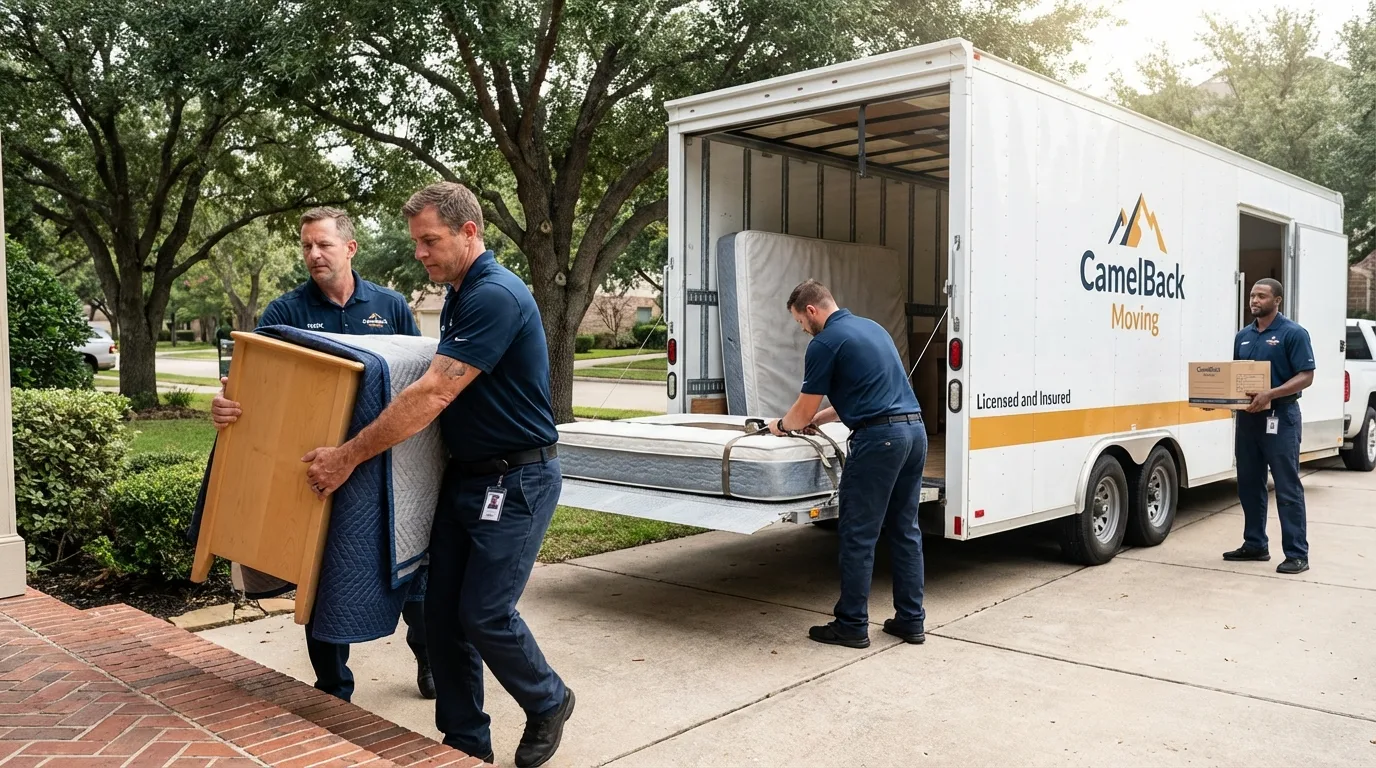 Crew loading residential truck for cross-state move from Koloa, HI